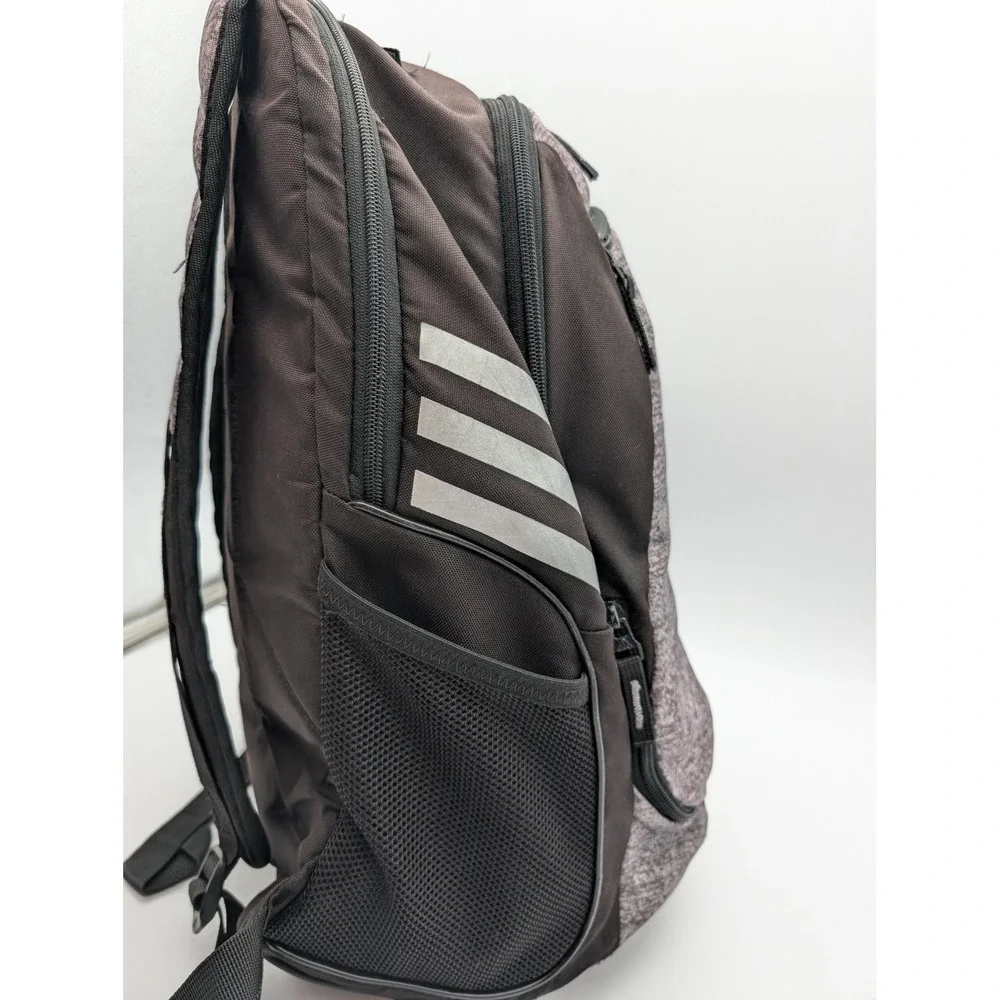 Adidas Backpack Black Grey Heathered Neon Yellow Interior Multi Pocket Travel